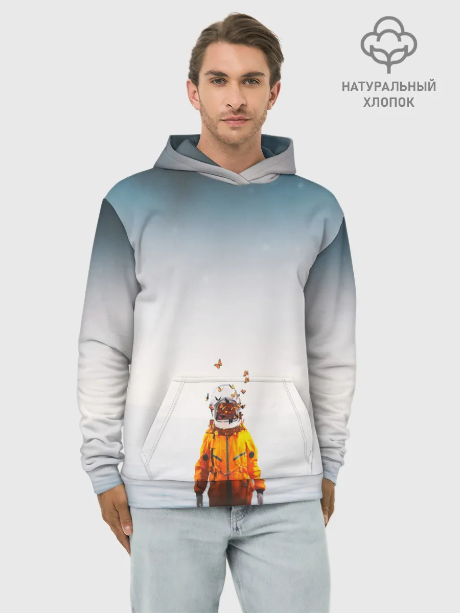 Худи мужской база хлопок / КОСМОНАВТ В МОРЕ