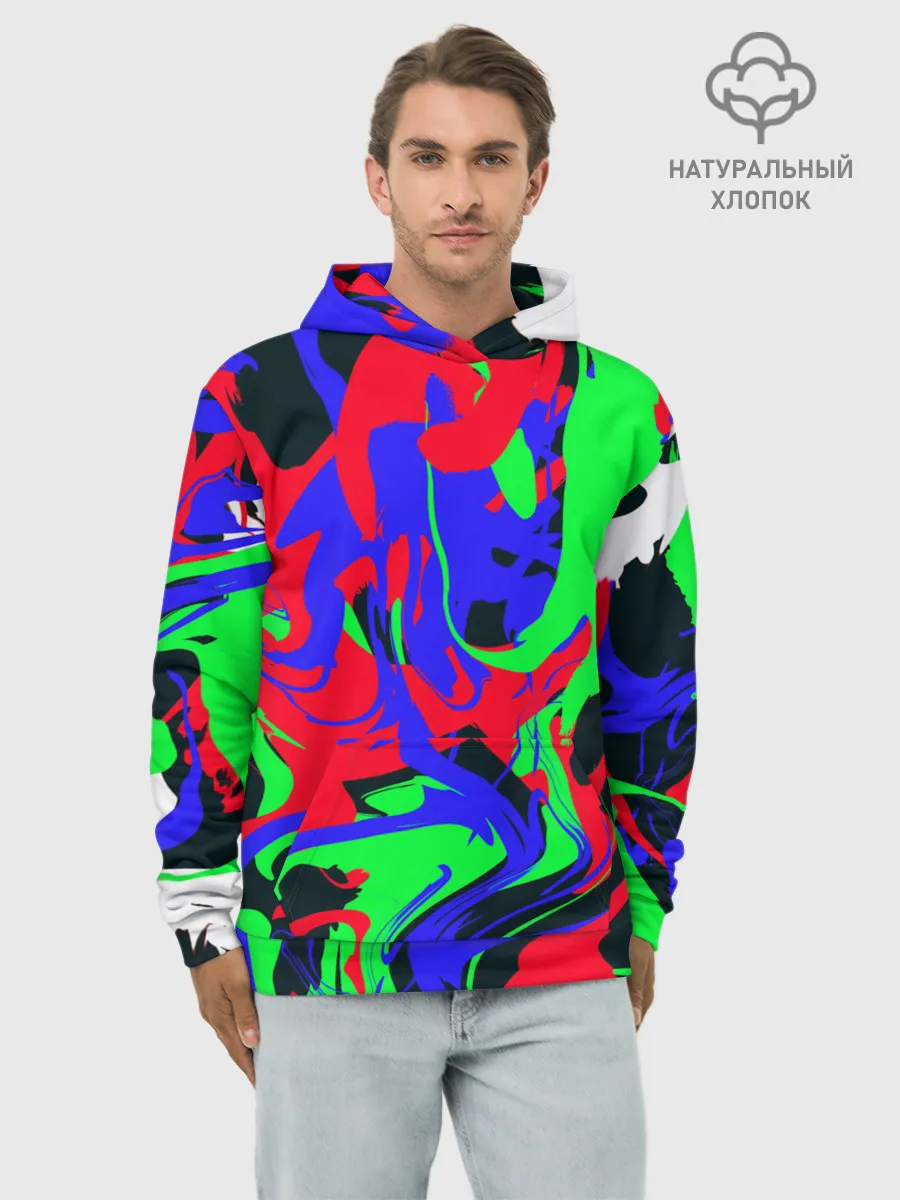 Худи мужской база хлопок / Абстрактные краски