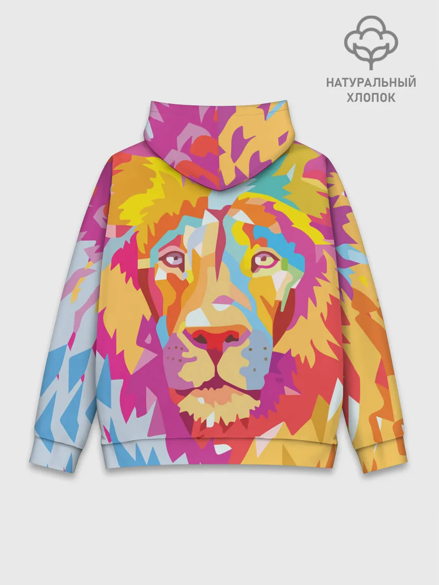 Худи мужской база хлопок / Акварельный лев