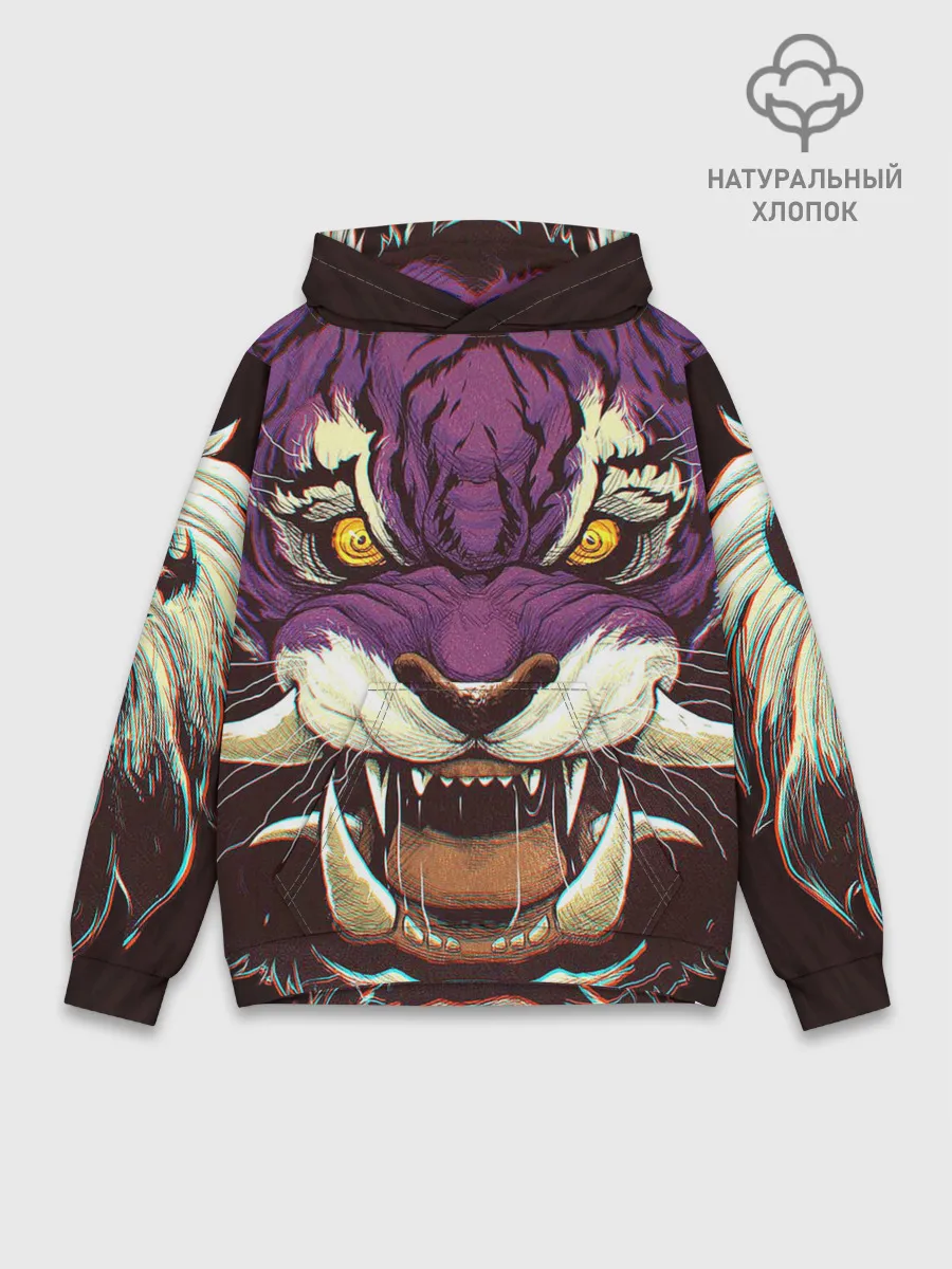 Худи мужской база хлопок / Маска тигра