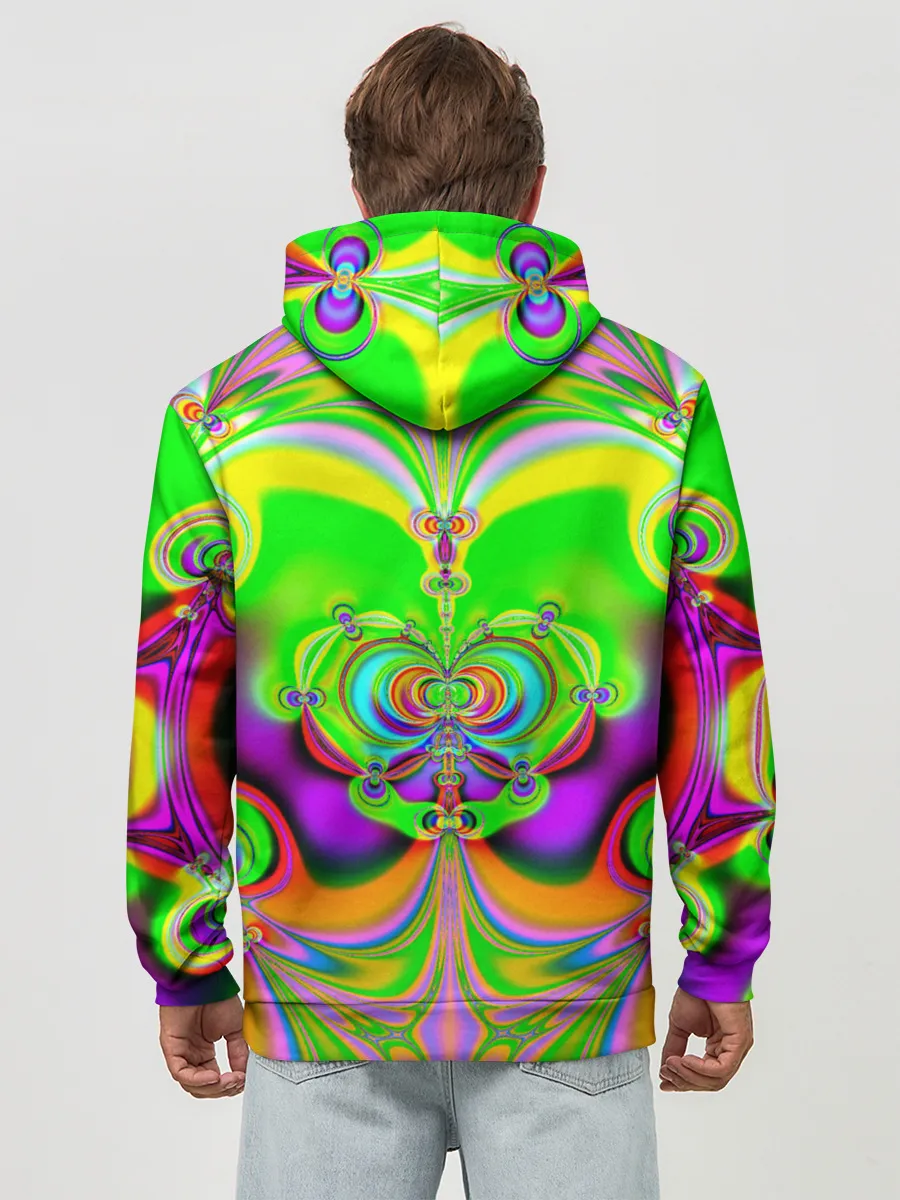 Худи мужской база хлопок / КИСЛОТНЫЙ ФРАКТАЛ ГЕОМЕТРИЯ