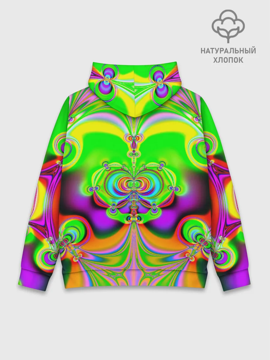 Худи мужской база хлопок / КИСЛОТНЫЙ ФРАКТАЛ ГЕОМЕТРИЯ