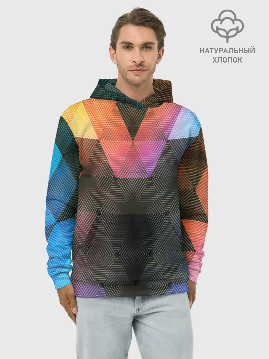 Худи мужской база хлопок / ТРЕУГОЛЬНИКИ АБСТРАКЦИЯ УЗОРЫ
