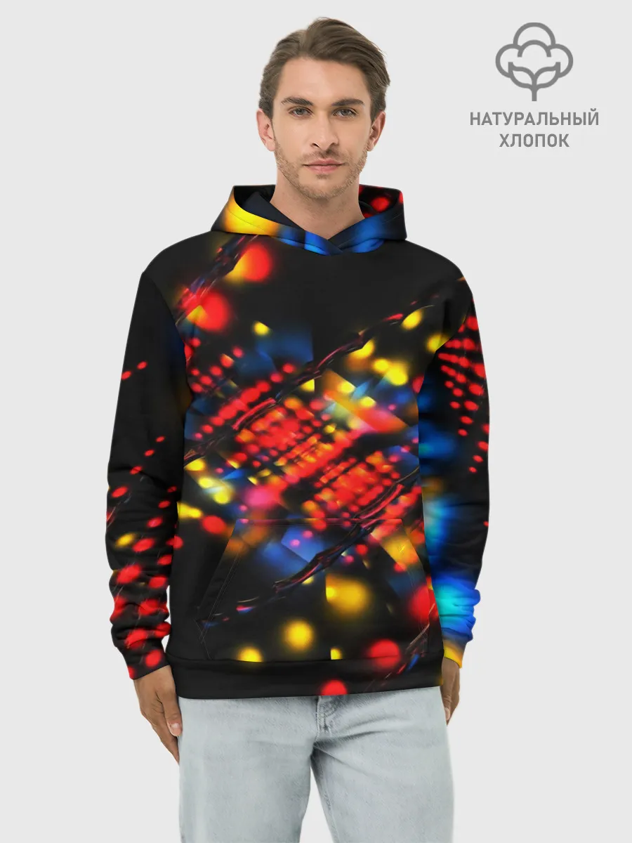 Худи мужской база хлопок / Fractal Digital 3D