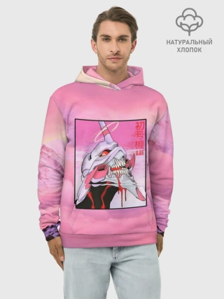 Худи мужской база хлопок / Synthwave EVA Unit 01