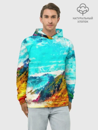 Худи мужской база хлопок / Японские горы