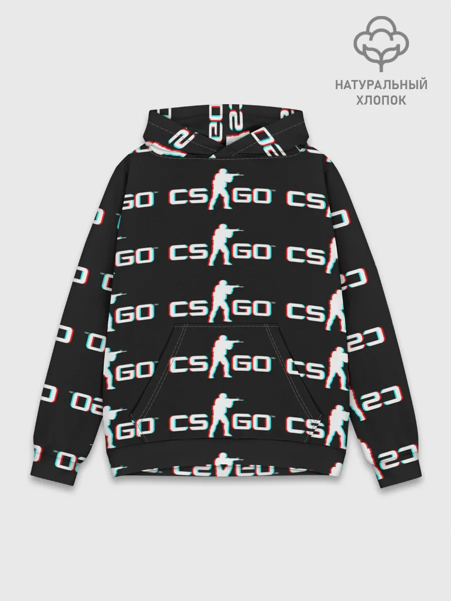 Худи мужской база хлопок / CSGO GLITCH LOGO