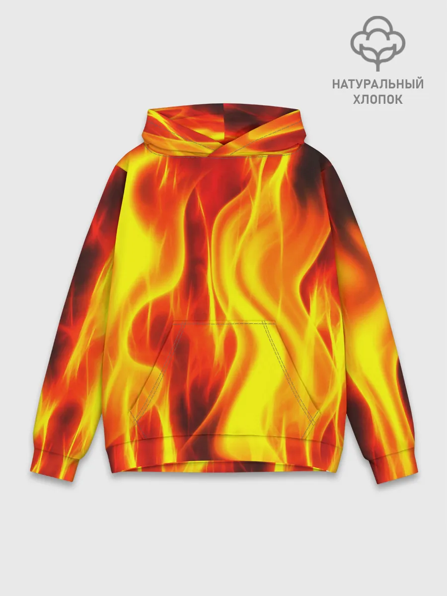 Худи мужской база хлопок / Неон Огонь