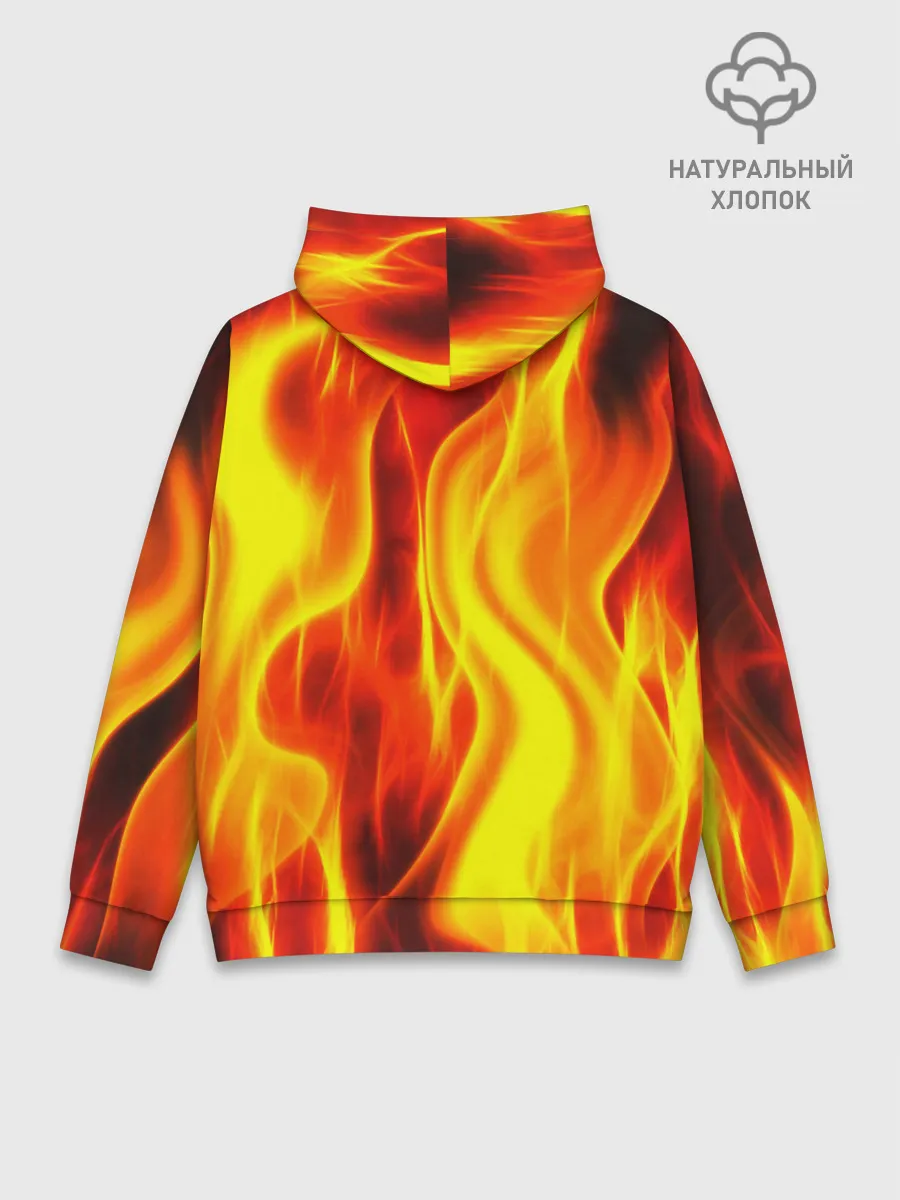 Худи мужской база хлопок / Неон Огонь