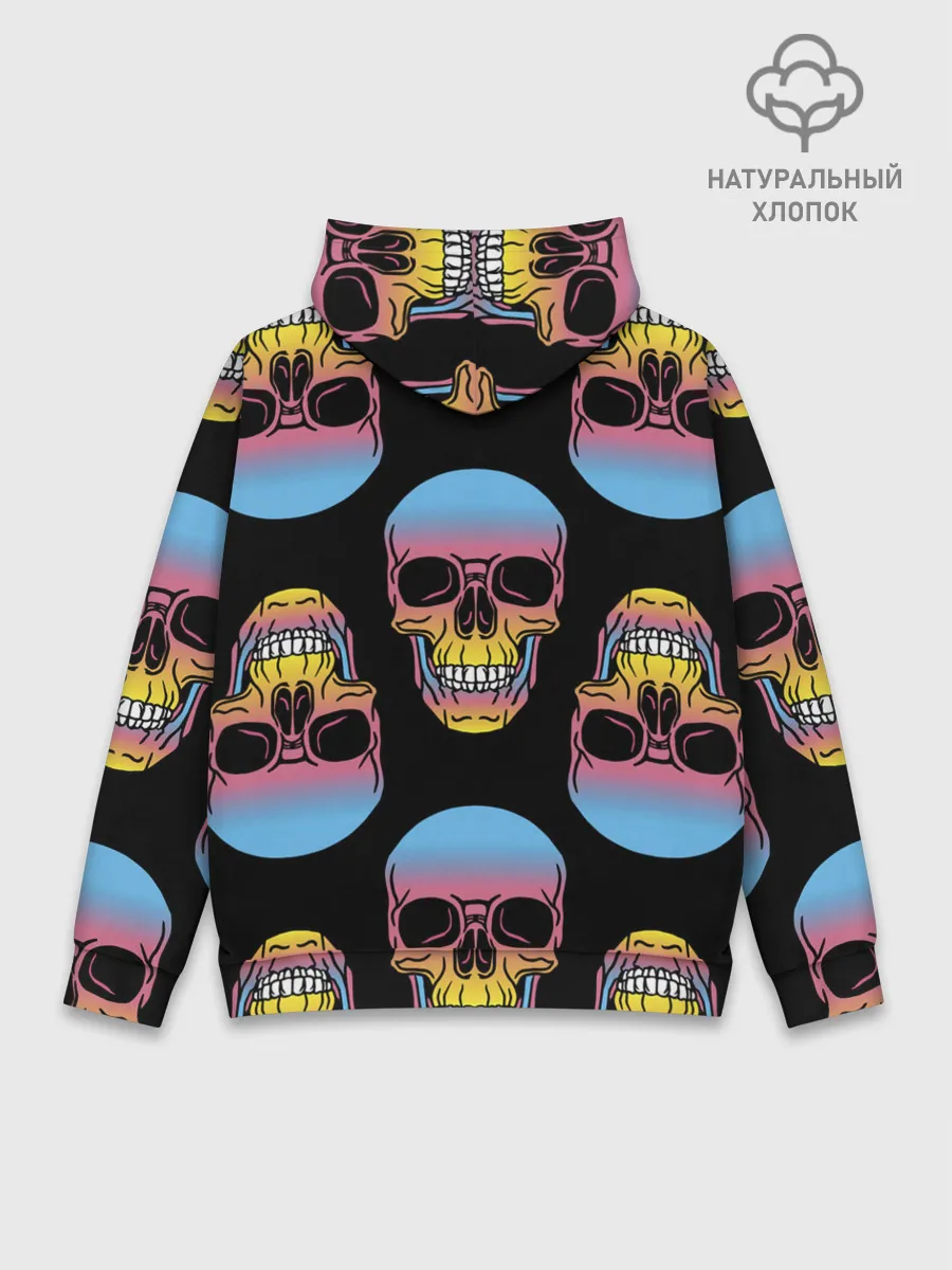 Худи мужской база хлопок / Neon skull