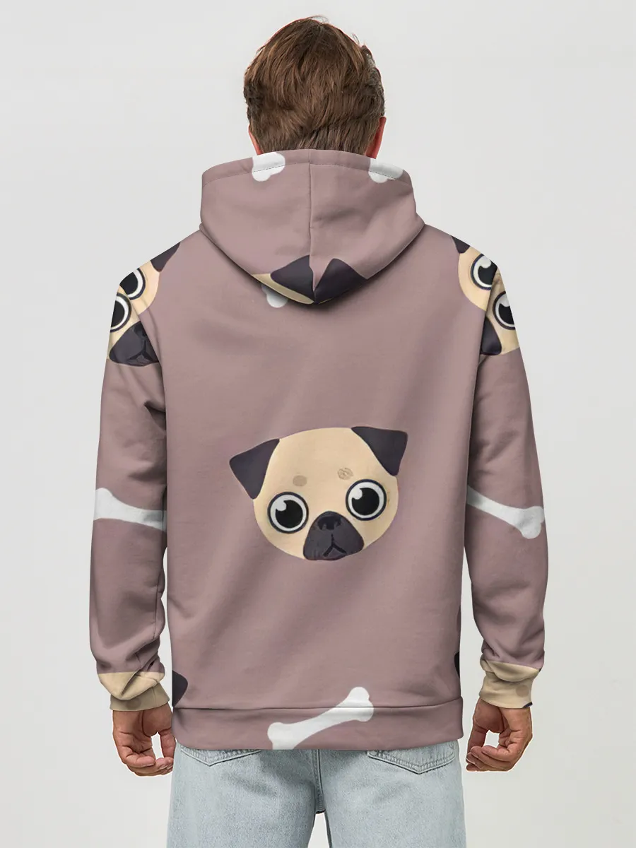 Худи мужской база хлопок / Мопсины мордашки