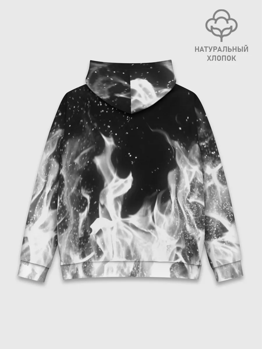 Худи мужской база хлопок / ЧЕРНО БЕЛЫЙ ОГОНЬ