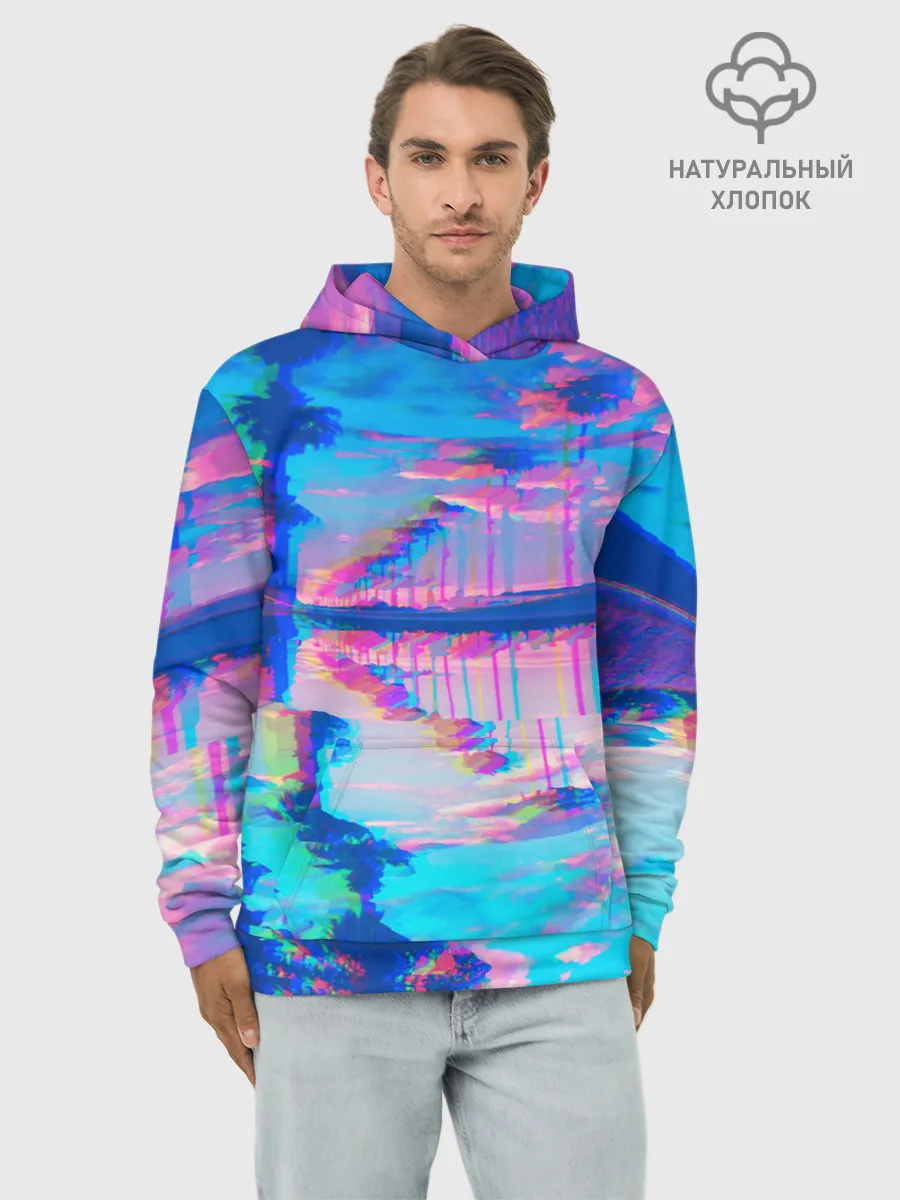 Худи мужской база хлопок / ГАВАЙИ ГЛИТЧ