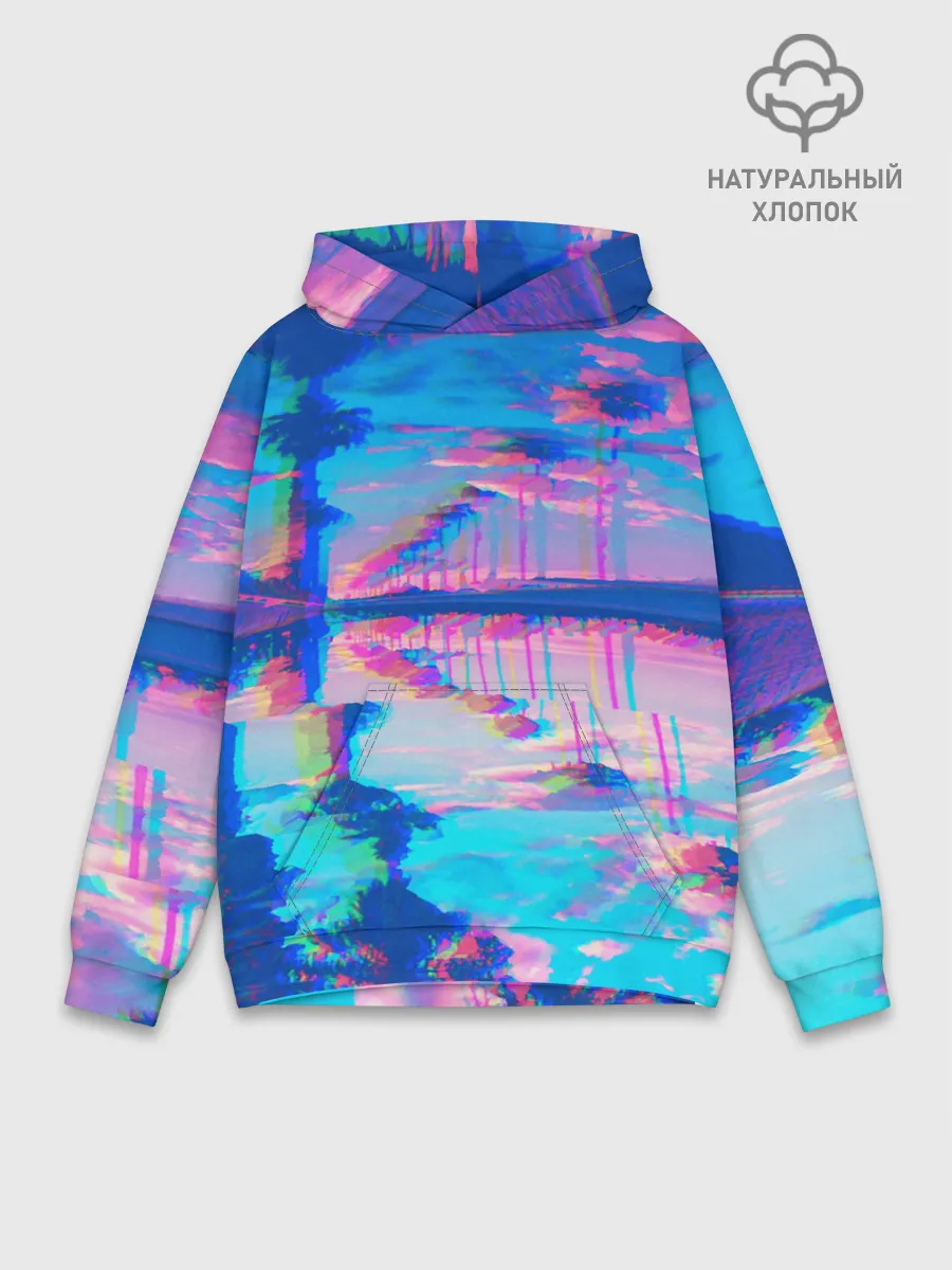 Худи мужской база хлопок / ГАВАЙИ ГЛИТЧ