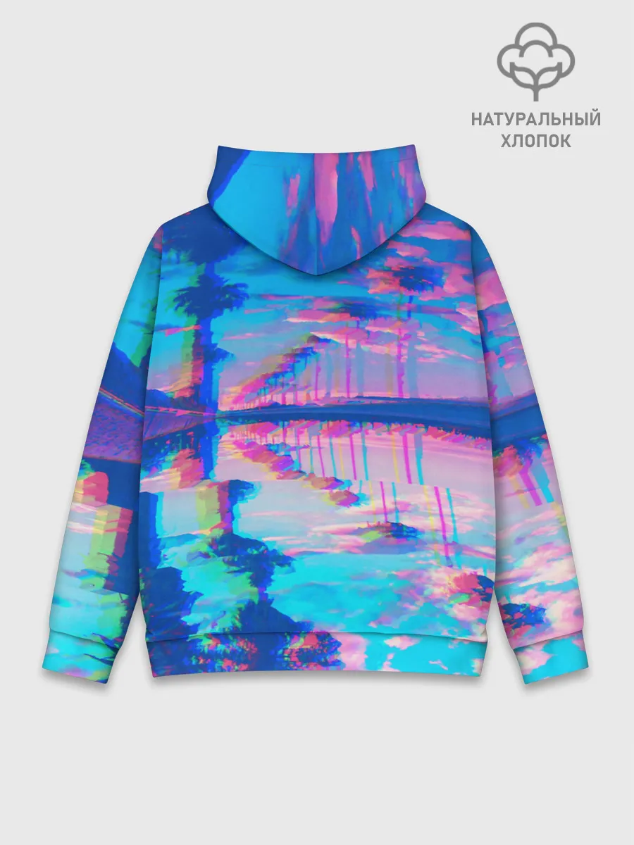 Худи мужской база хлопок / ГАВАЙИ ГЛИТЧ