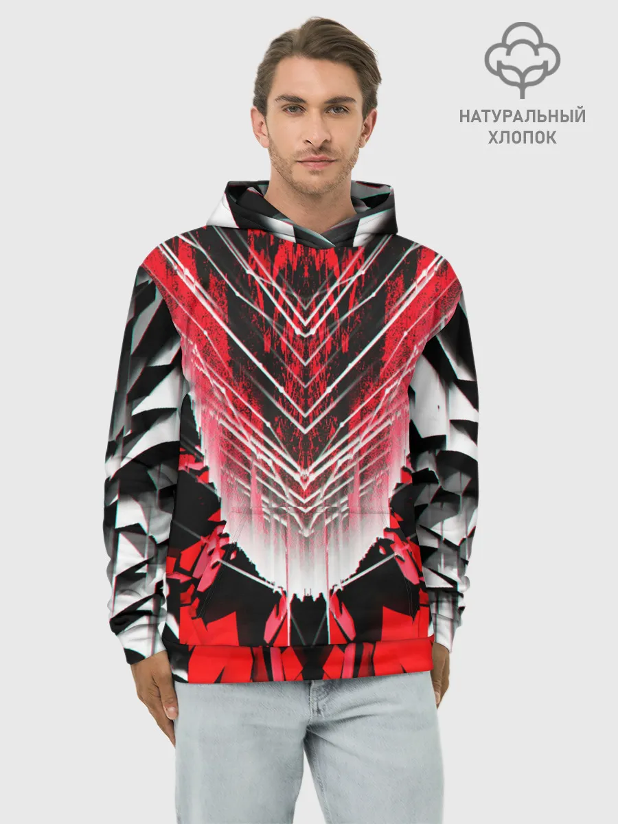 Худи мужской база хлопок / STRIPES GEOMETRY