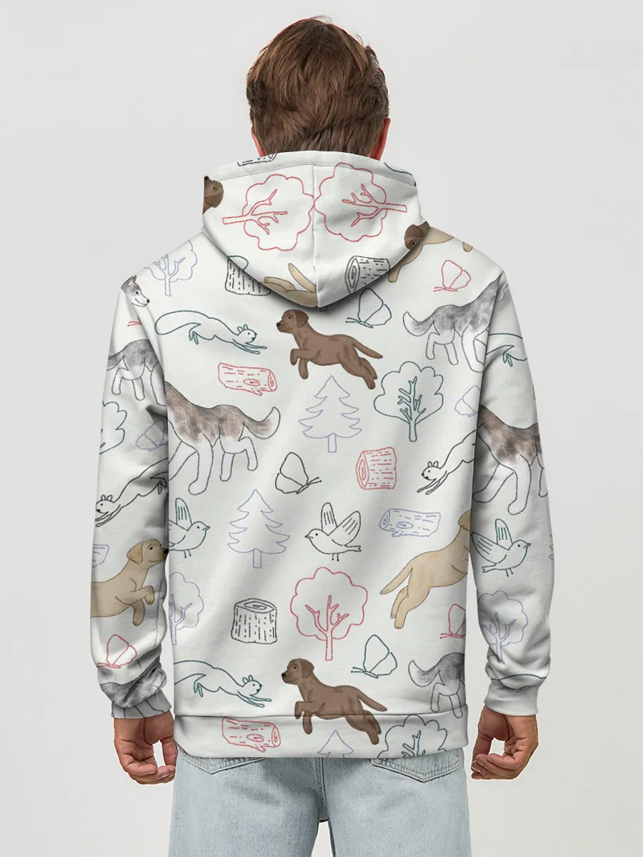 Худи мужской база хлопок / Рисунок домашних любимцев