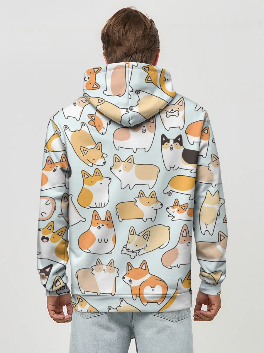 Худи мужской база хлопок / Стая корги