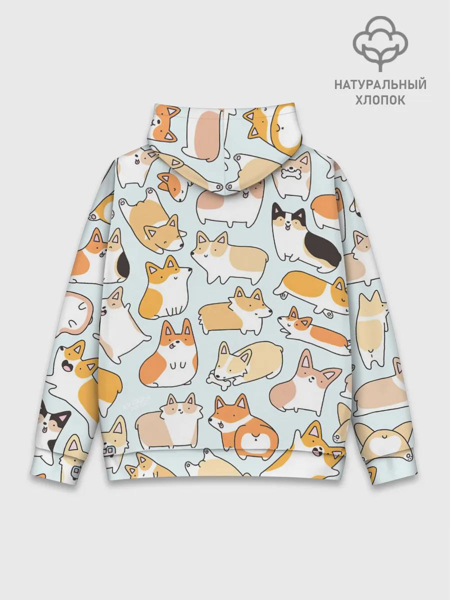 Худи мужской база хлопок / Стая корги