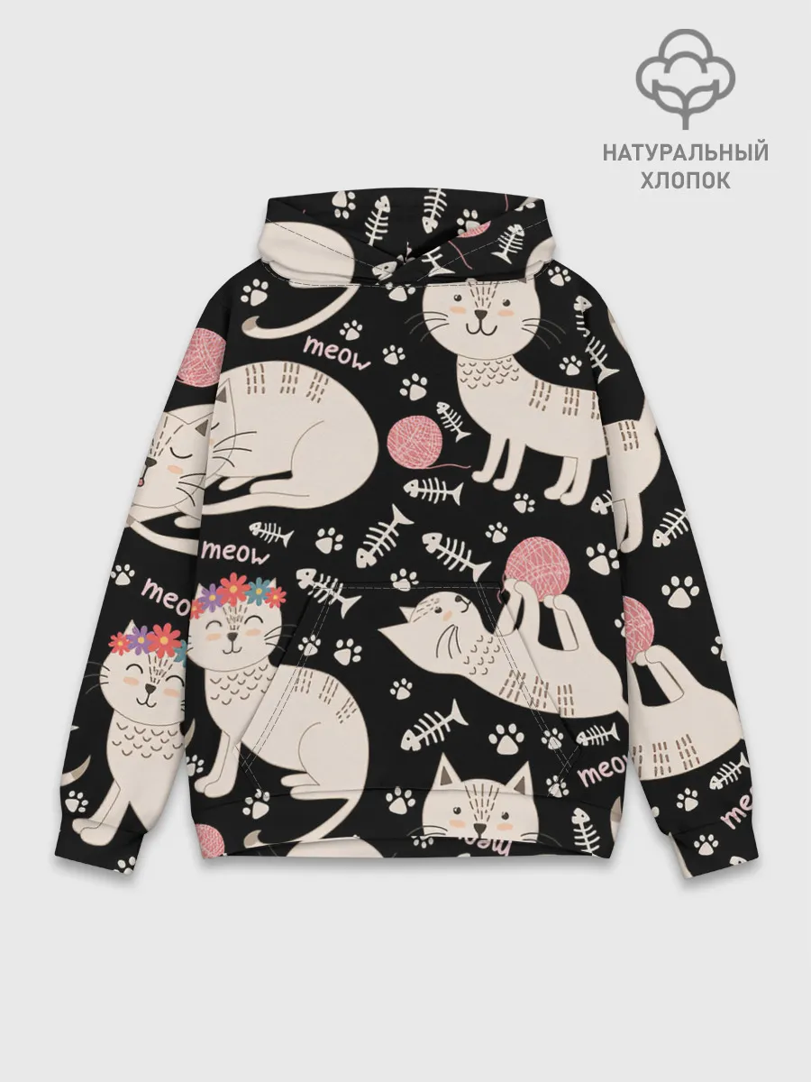 Худи мужской база хлопок / Милые кошечки