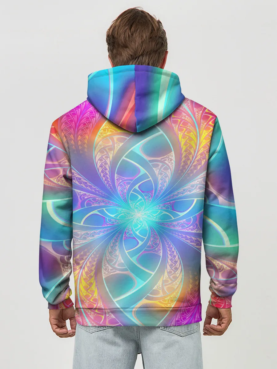 Худи мужской база хлопок / Узоры / Абстракция /Неон