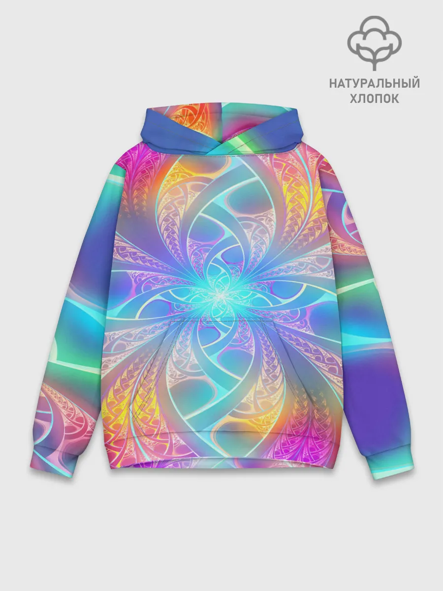 Худи мужской база хлопок / Узоры / Абстракция /Неон