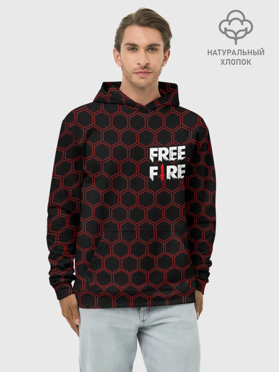 Худи мужской база хлопок / FREE FIRE / ФРИ ФАЕР