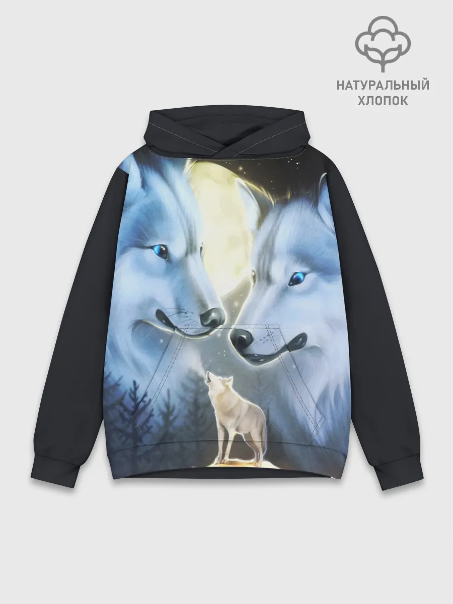 Худи мужской база хлопок / ВОЛК В НОЧИ