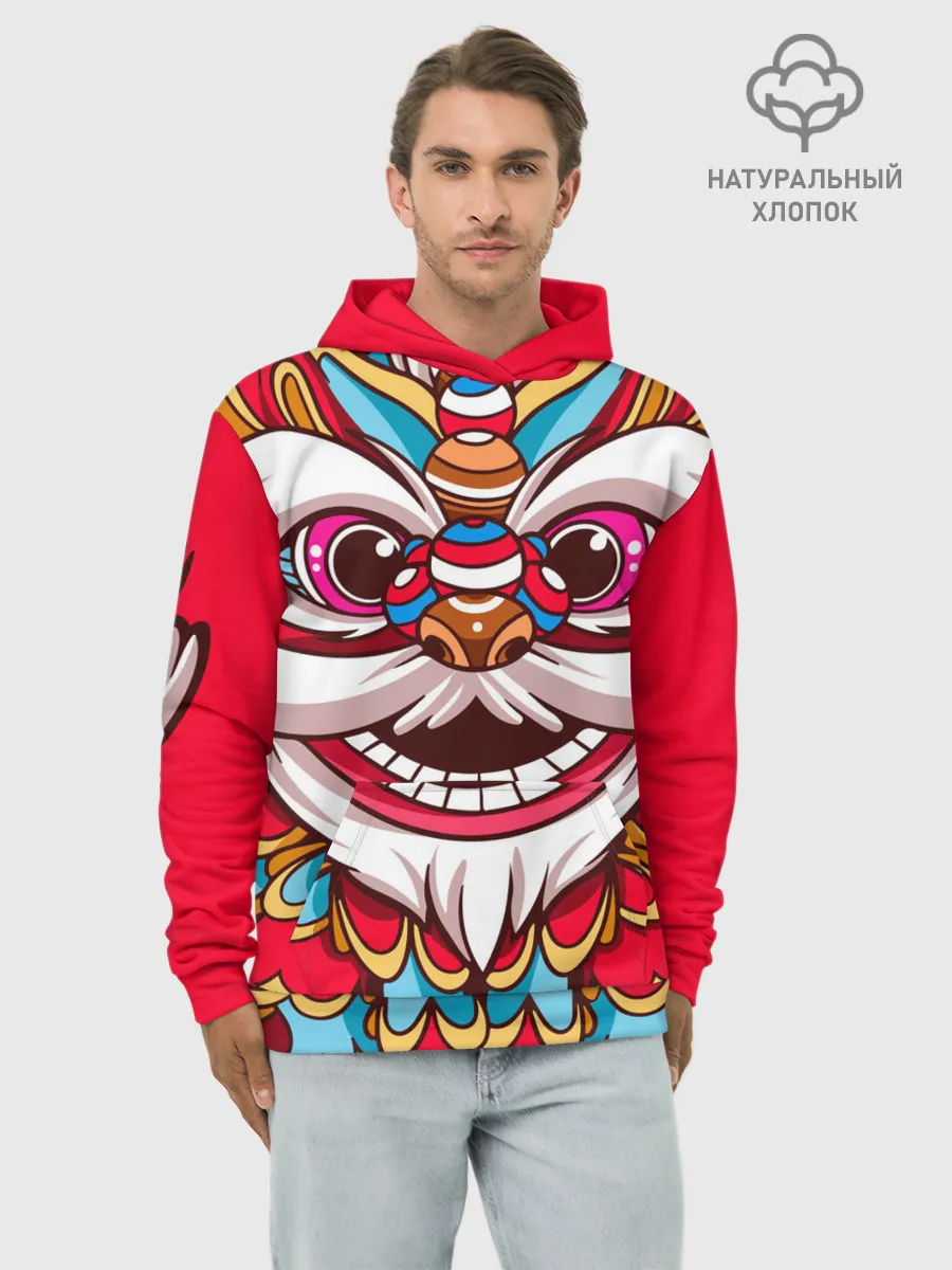 Худи мужской база хлопок / Морда Азиатского Льва