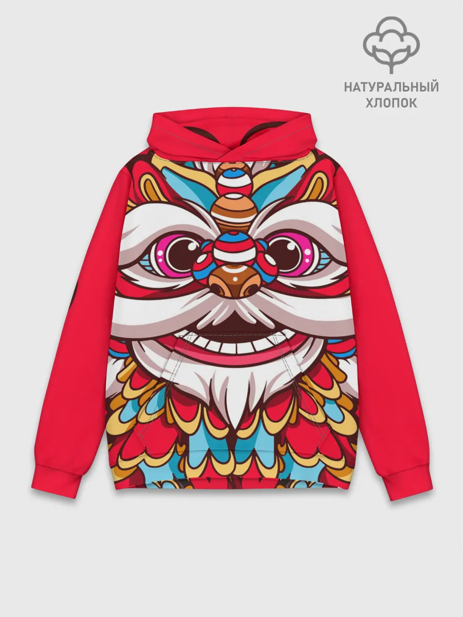 Худи мужской база хлопок / Морда Азиатского Льва