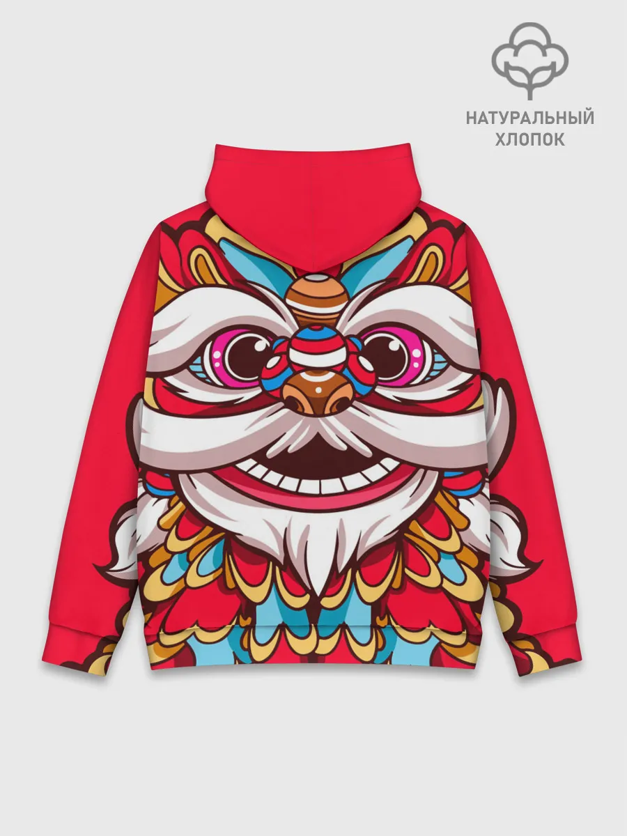 Худи мужской база хлопок / Морда Азиатского Льва