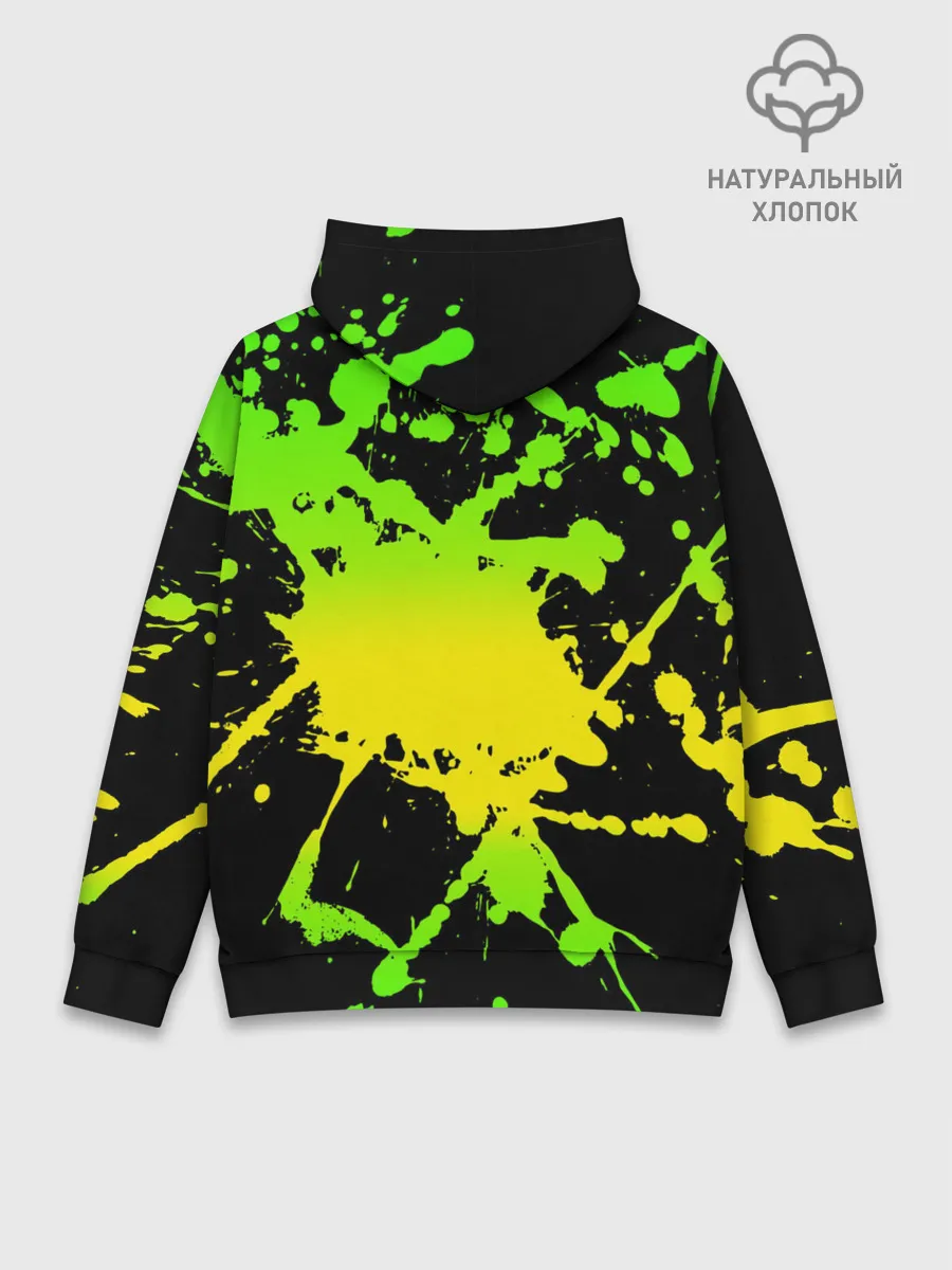 Худи мужской база хлопок / KILLA зеленые брызги