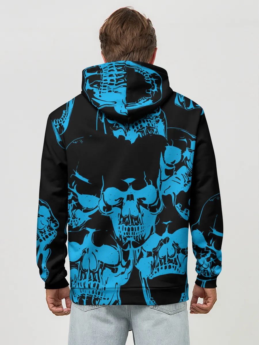 Худи мужской база хлопок / Ора Муда синие черепа