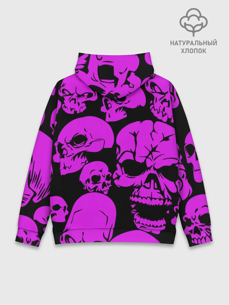 Худи мужской база хлопок / KILLA фиолетовые черепа
