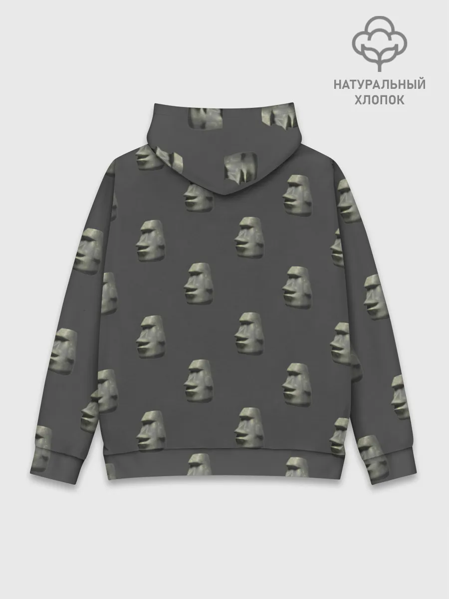 Худи мужской база хлопок / Голова с острова Пасхи
