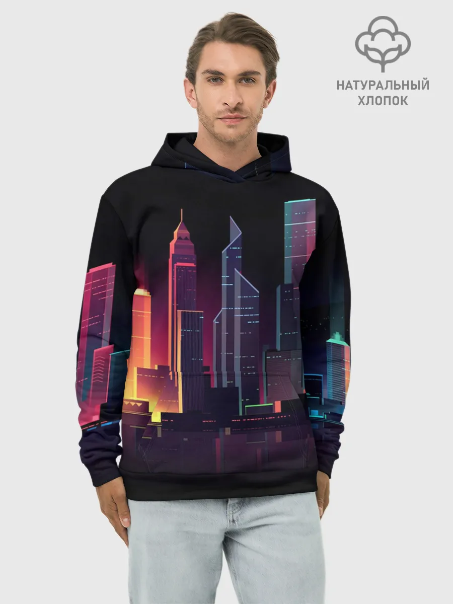 Худи мужской база хлопок / Neon City
