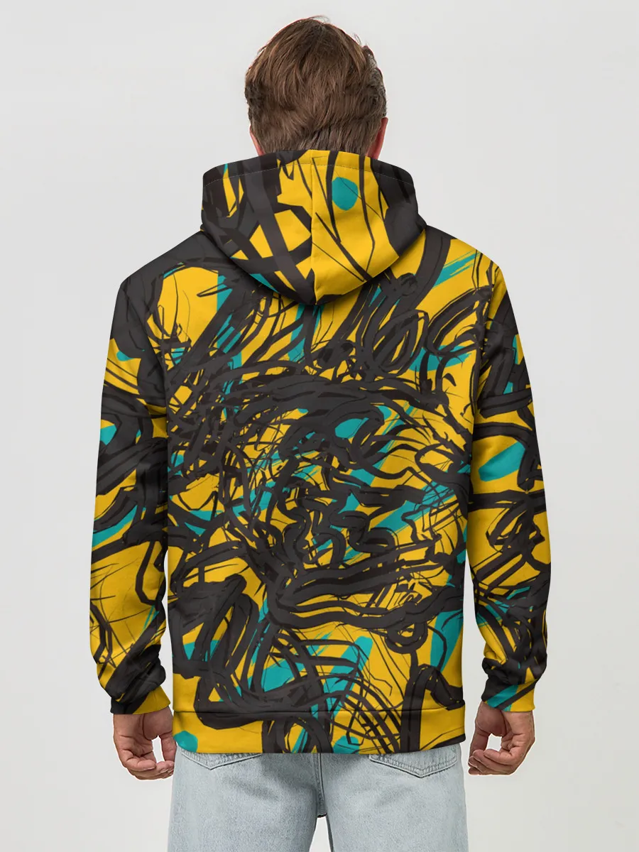 Худи мужской база хлопок / Черные линии