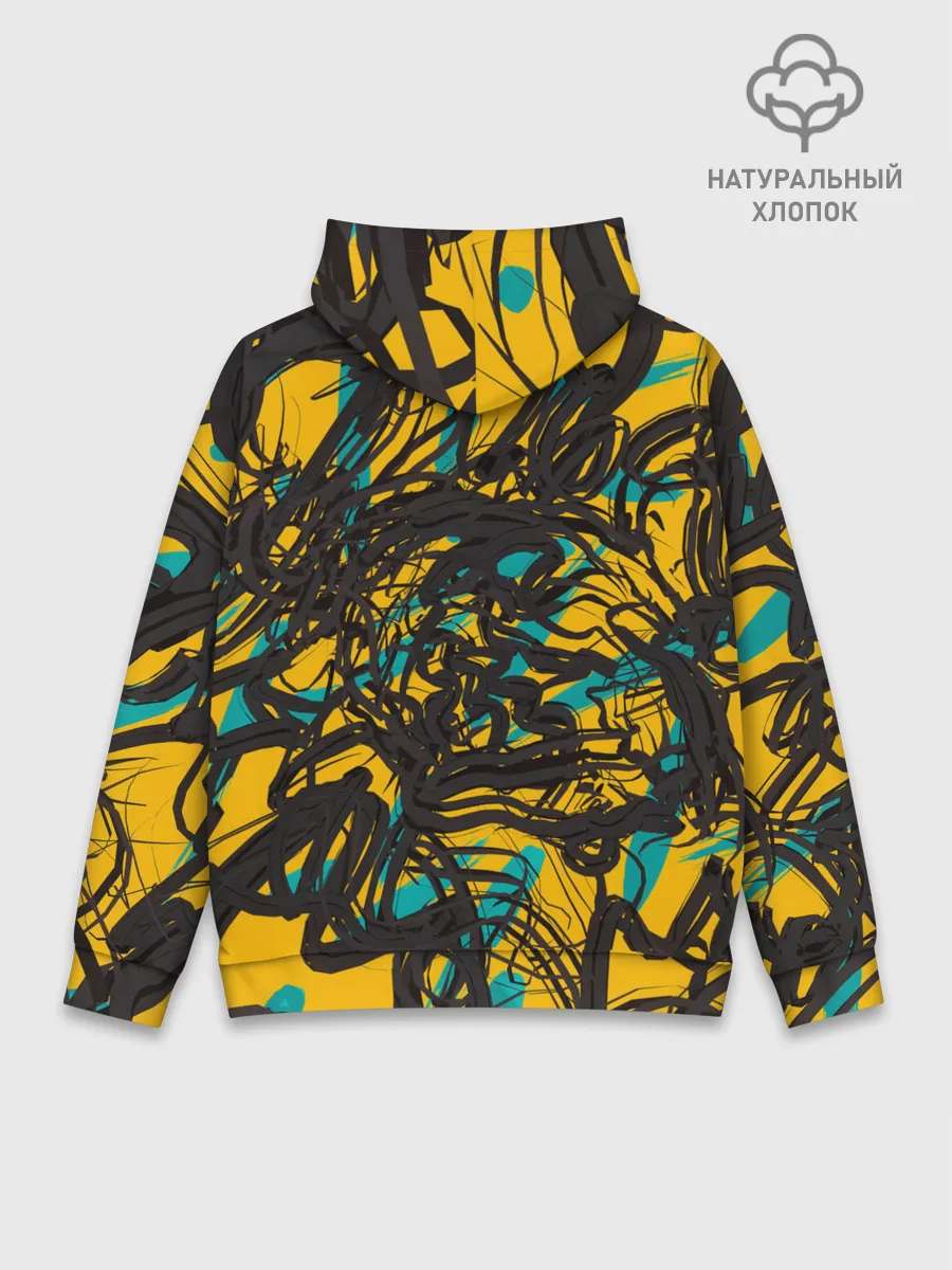 Худи мужской база хлопок / Черные линии