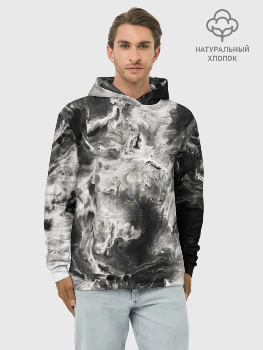 Худи мужской база хлопок / Мрамор