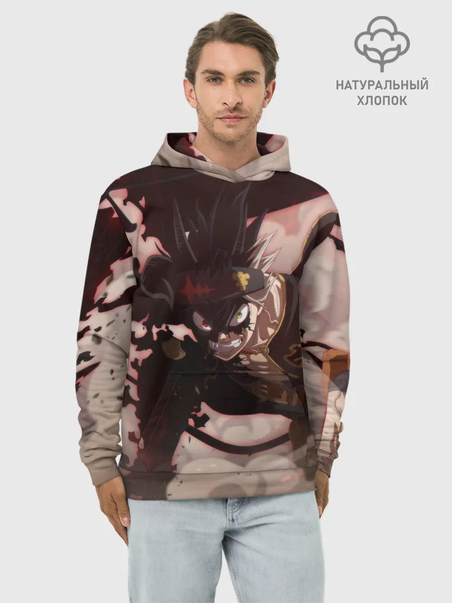 Худи мужской база хлопок / Астер в боевой позе