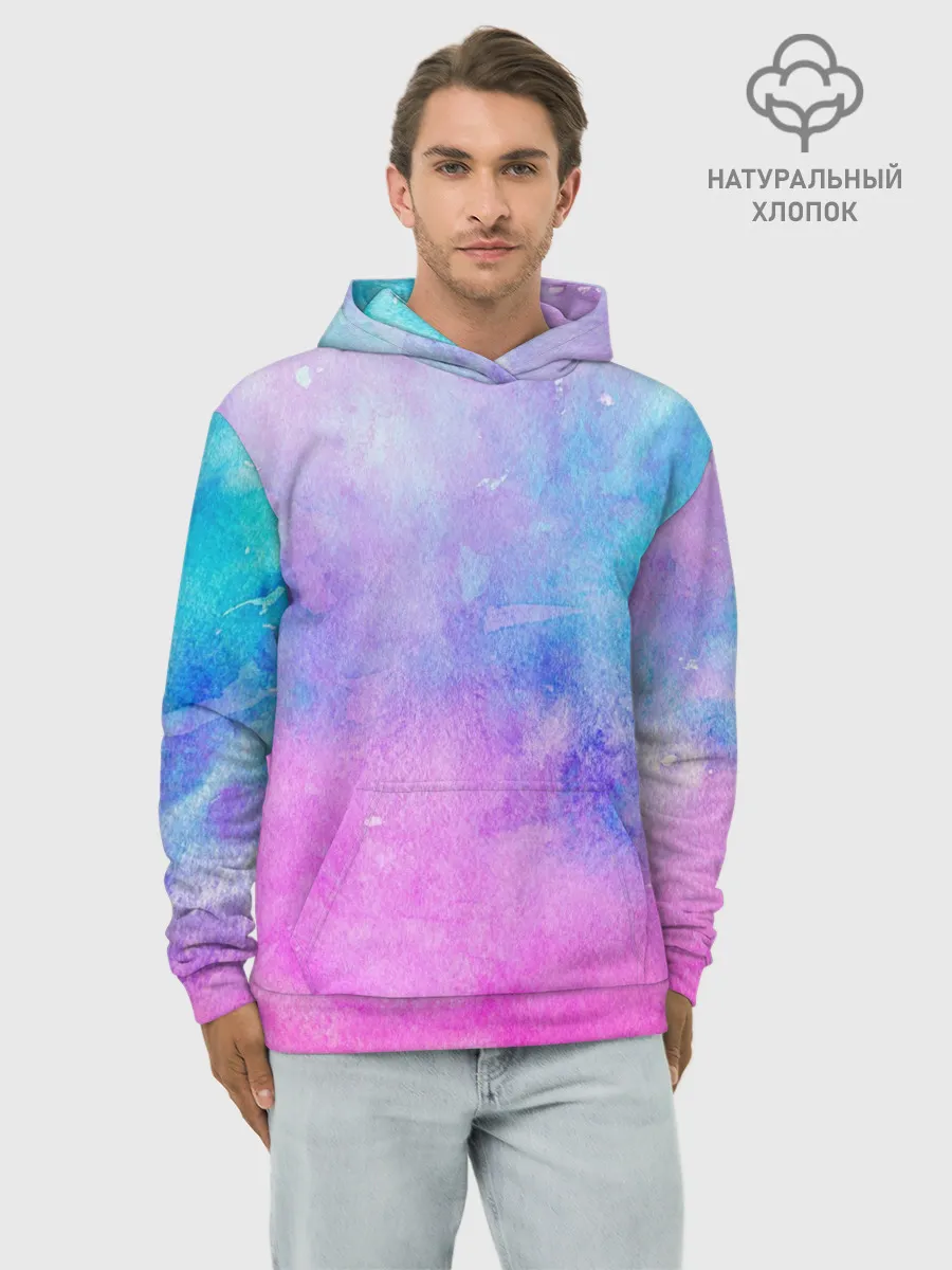 Худи мужской база хлопок / Акварельные пятна