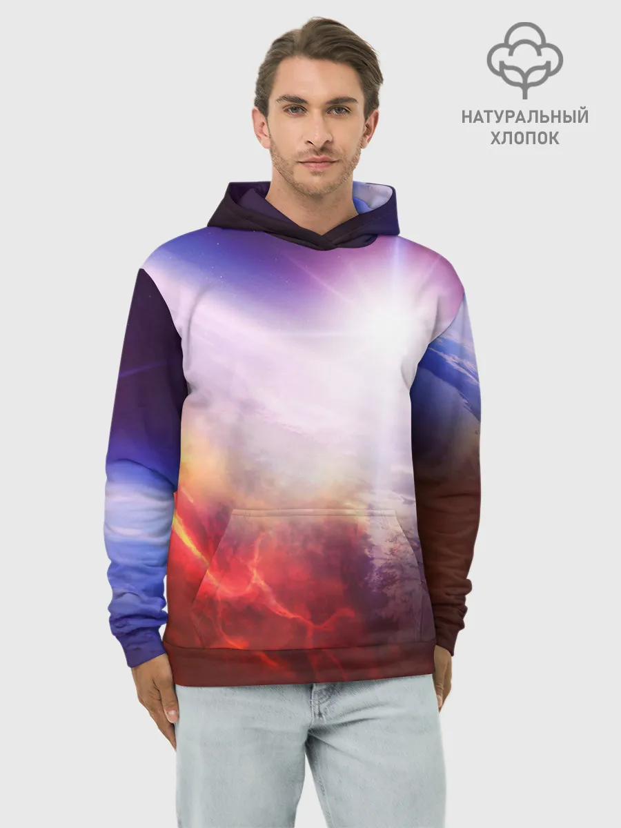 Худи мужской база хлопок / Звезды в неоне