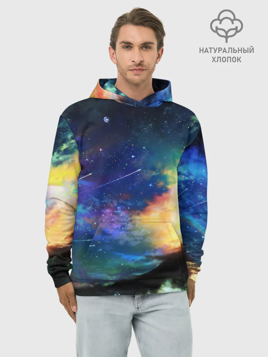 Худи мужской база хлопок / Космические краски