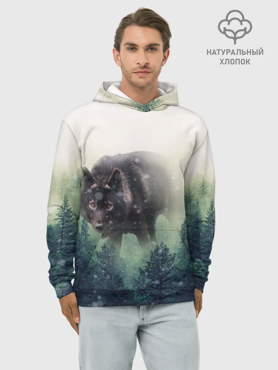 Худи мужской база хлопок / Волк