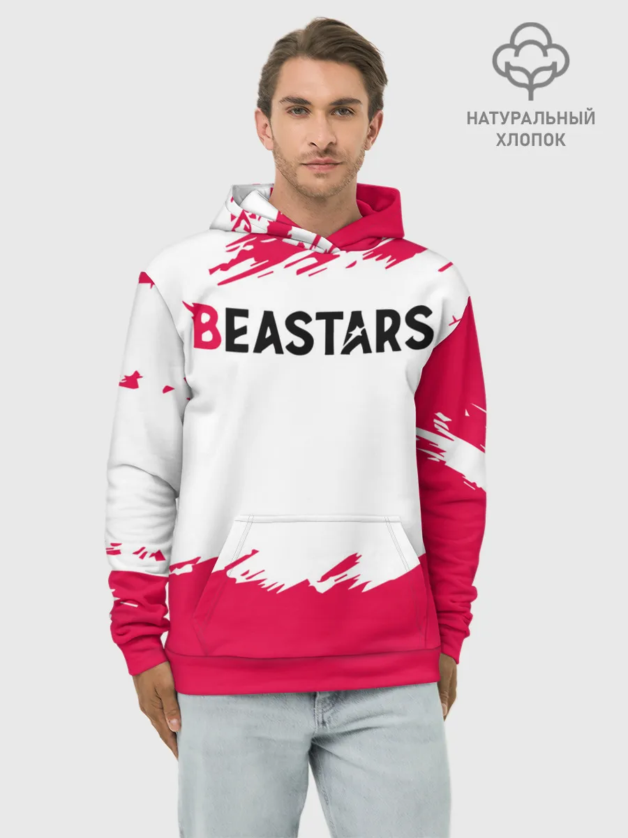 Худи мужской база хлопок / Beastars белые линии