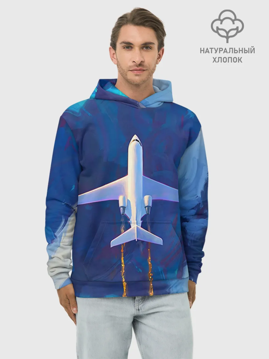 Худи мужской база хлопок / Самолёт на небе