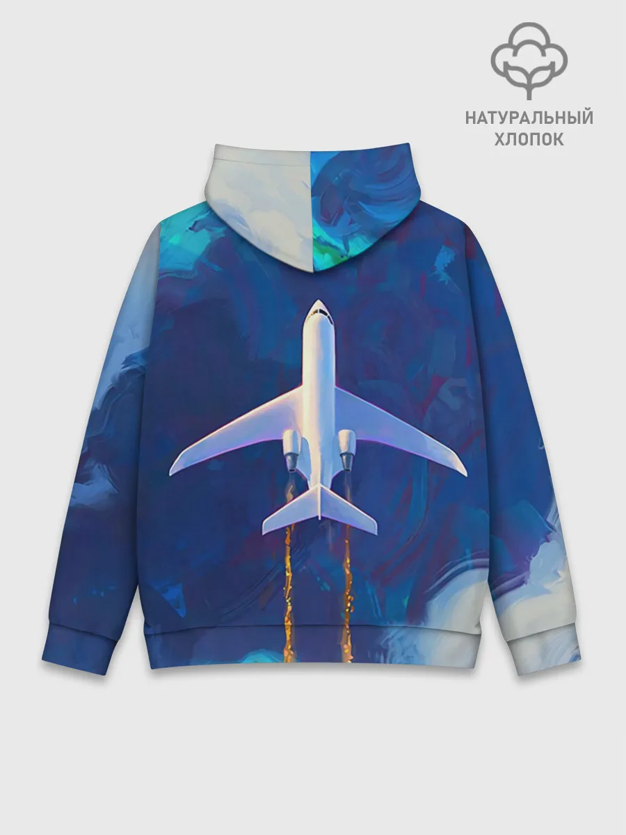 Худи мужской база хлопок / Самолёт на небе