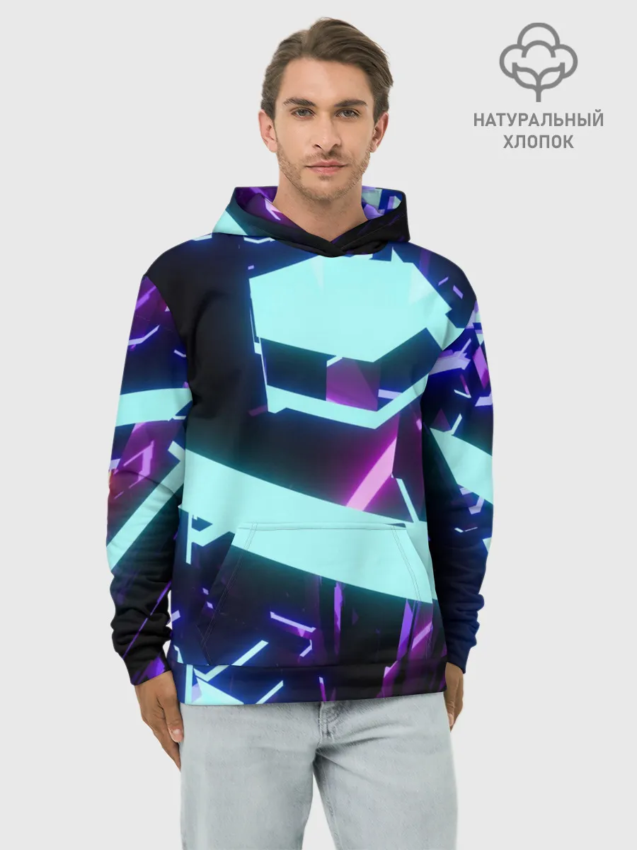 Худи мужской база хлопок / Blue Neons