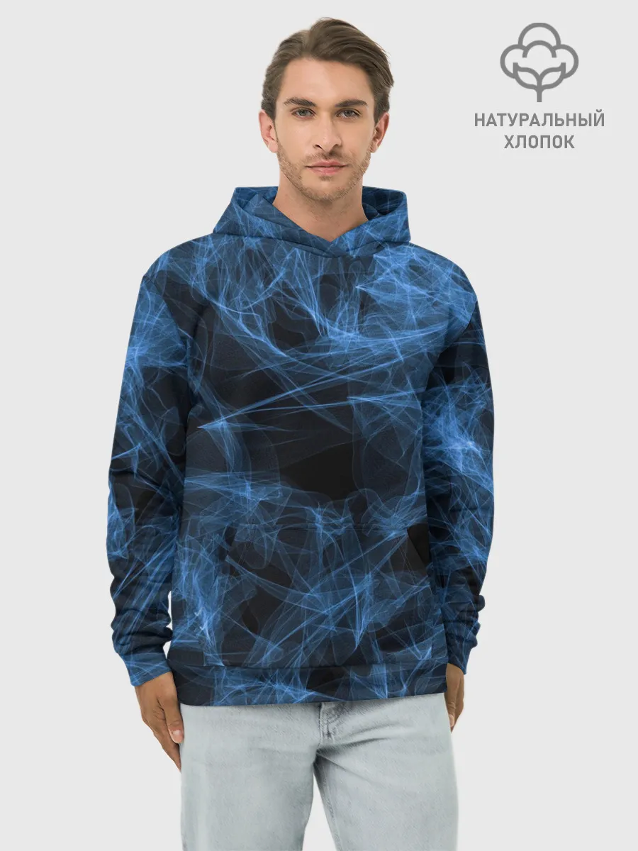 Худи мужской база хлопок / Синяя паутина