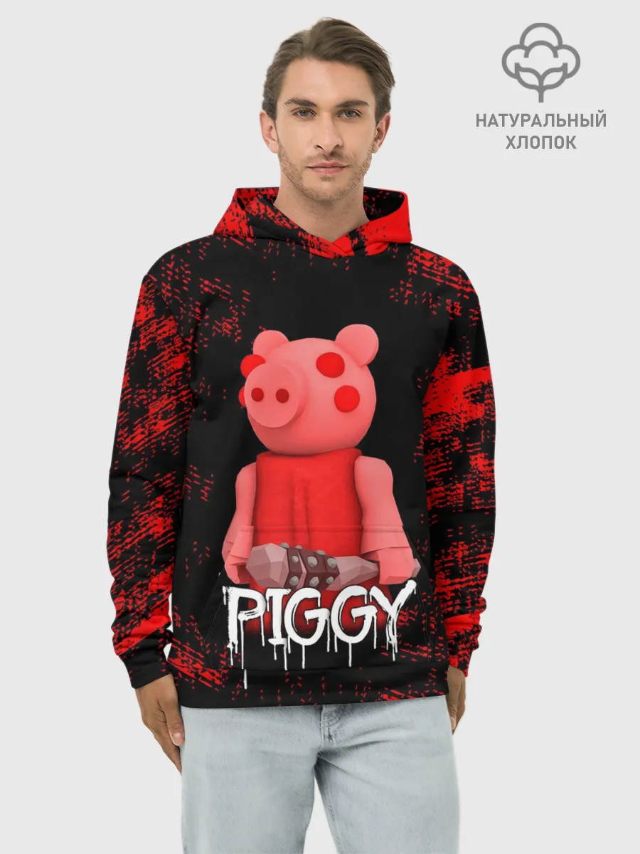 Худи мужской база хлопок / ROBLOX PIGGY - СВИНКА ПИГГИ